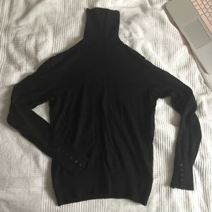 H&M black turtleneck knit with button sleeve
